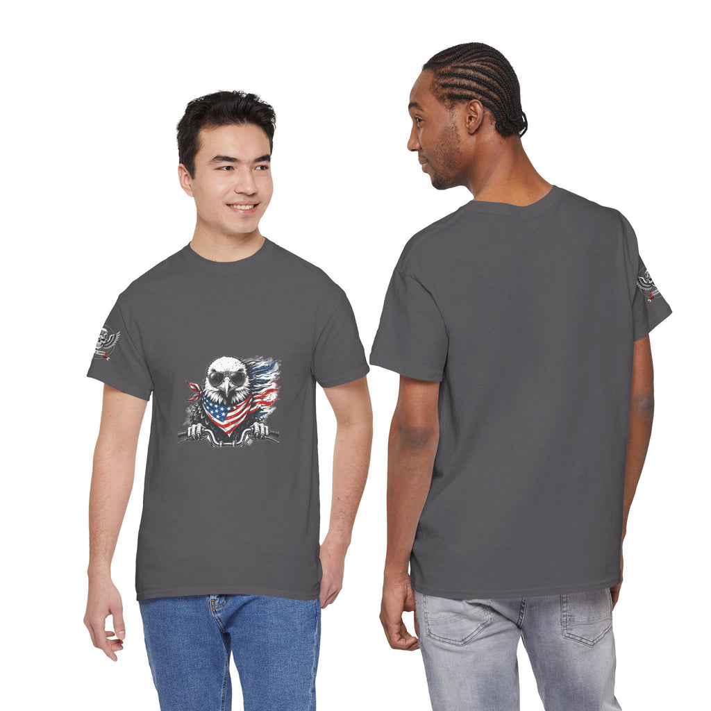 Bald Eagle Biker Tee | Patriotic Veteran Rider Shirt (100% Cotton)