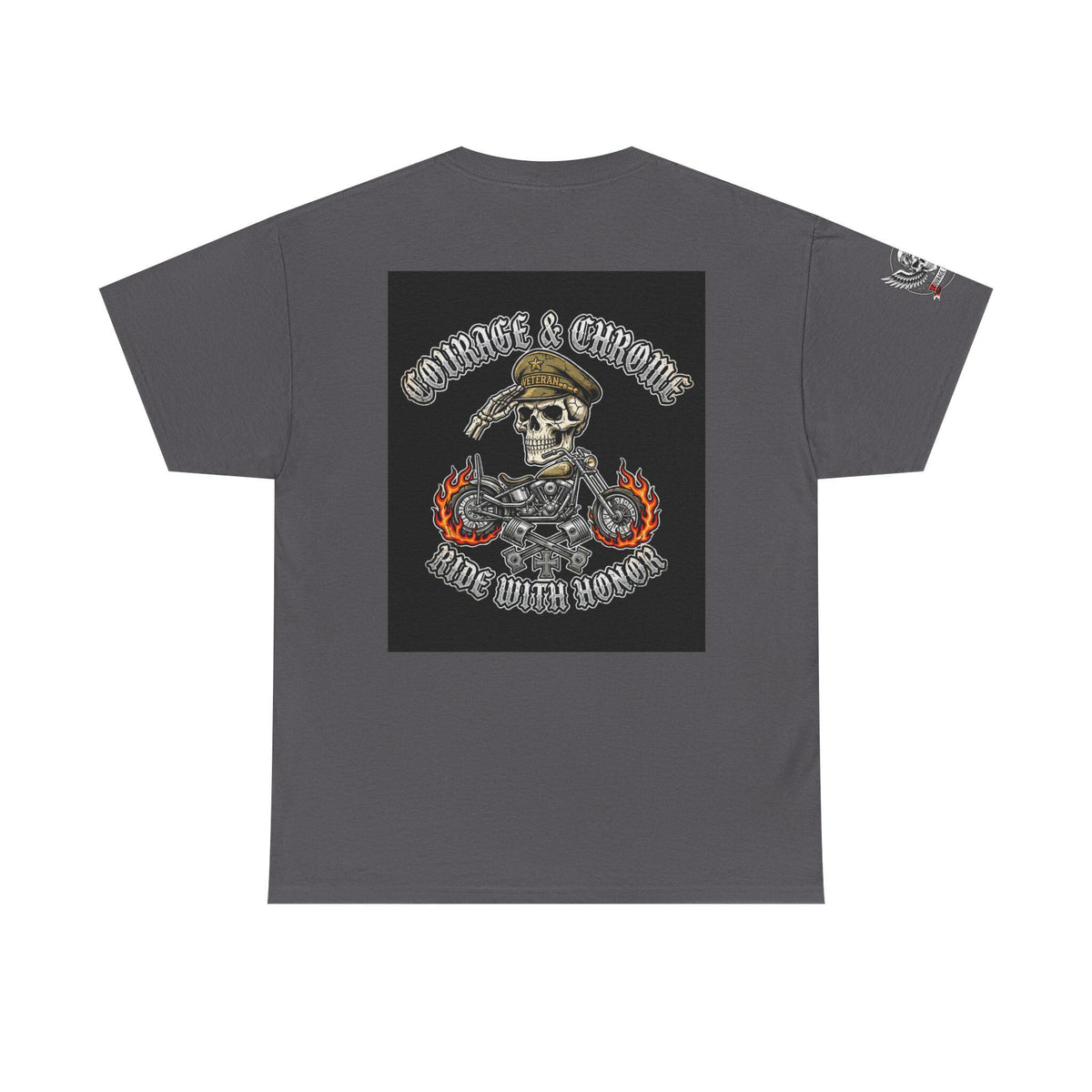 Veteran Biker Skull Tee | Ride With Honor Patriotic Motorcycle Shirt (100% Cotton)