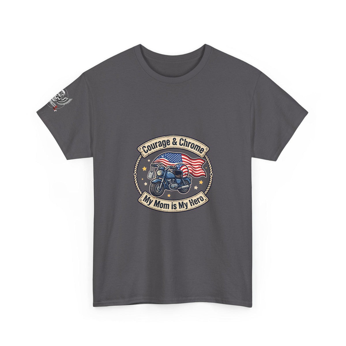Veteran Mom Shirt | My Mom Is My Hero Biker Tee | Patriotic Mom Gift from Son Daughter | Mothers Day Gift for Mom