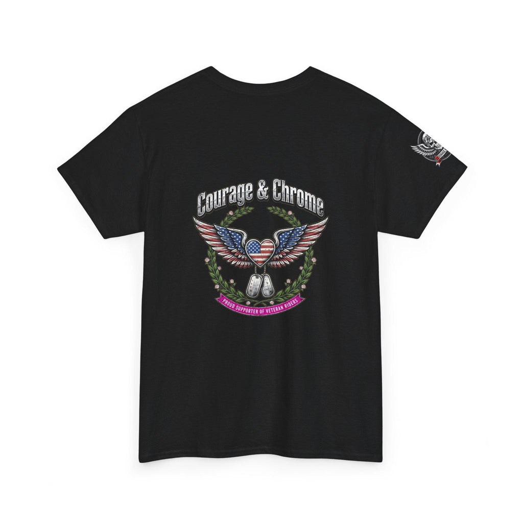 Proud Supporter of Veteran Riders Biker Tee | Patriotic Back Print Shirt (100% Cotton)