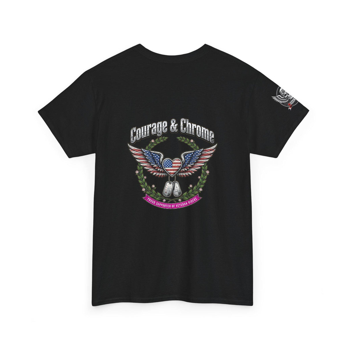 Proud Supporter of Veteran Riders Biker Tee | Patriotic Back Print Shirt (100% Cotton)