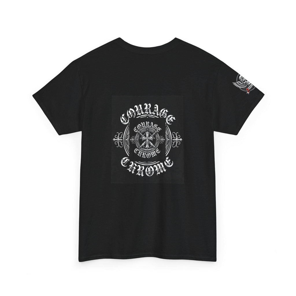 Courage and Chrome Emblem Shirt | Veteran Biker Badge Tee | San Antonio Texas Est 2026 | Patriotic Biker Gift