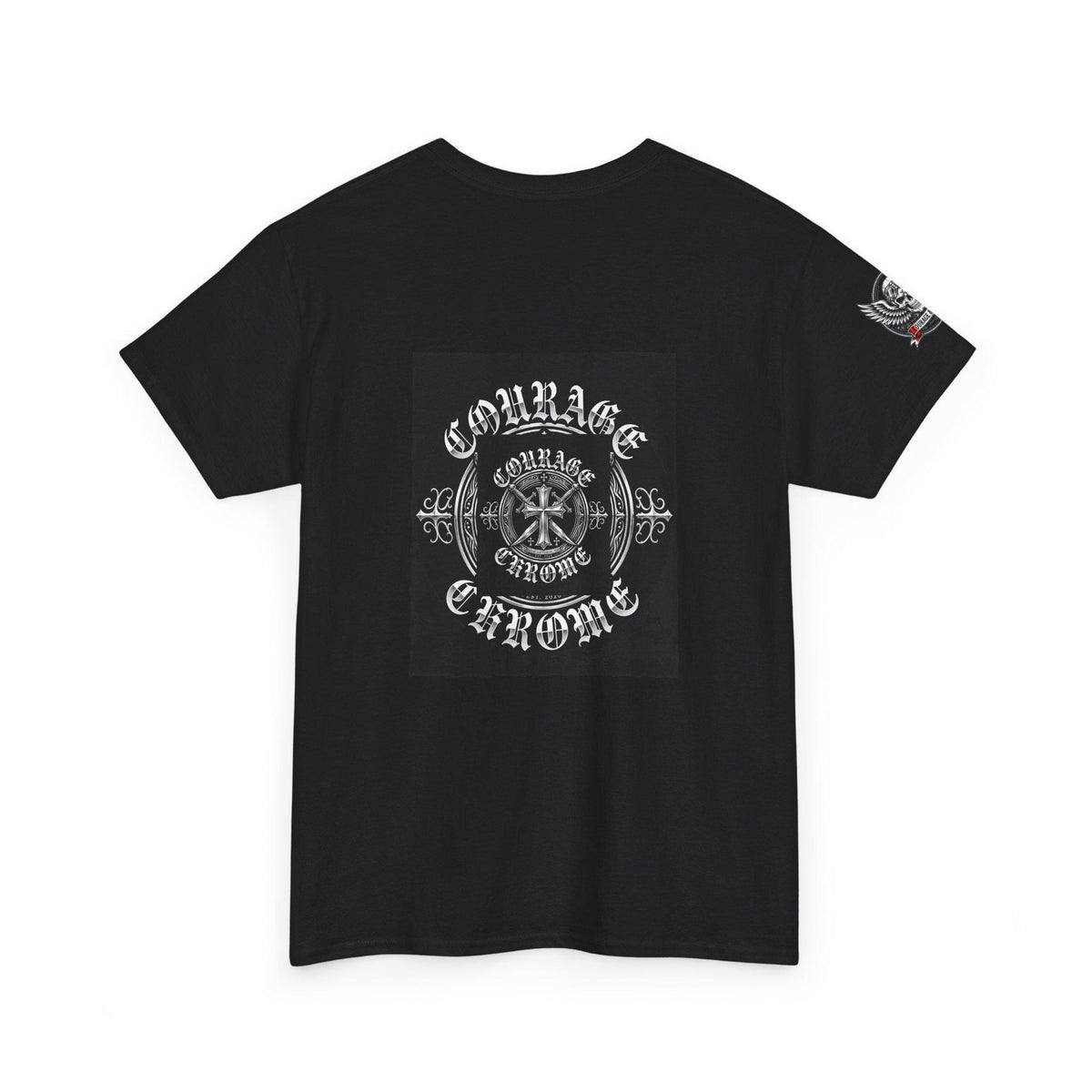 Courage and Chrome Emblem Shirt | Veteran Biker Badge Tee | San Antonio Texas Est 2026 | Patriotic Biker Gift