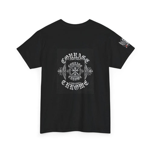 Courage and Chrome Emblem Shirt | Veteran Biker Badge Tee | San Antonio Texas Est 2026 | Patriotic Biker Gift
