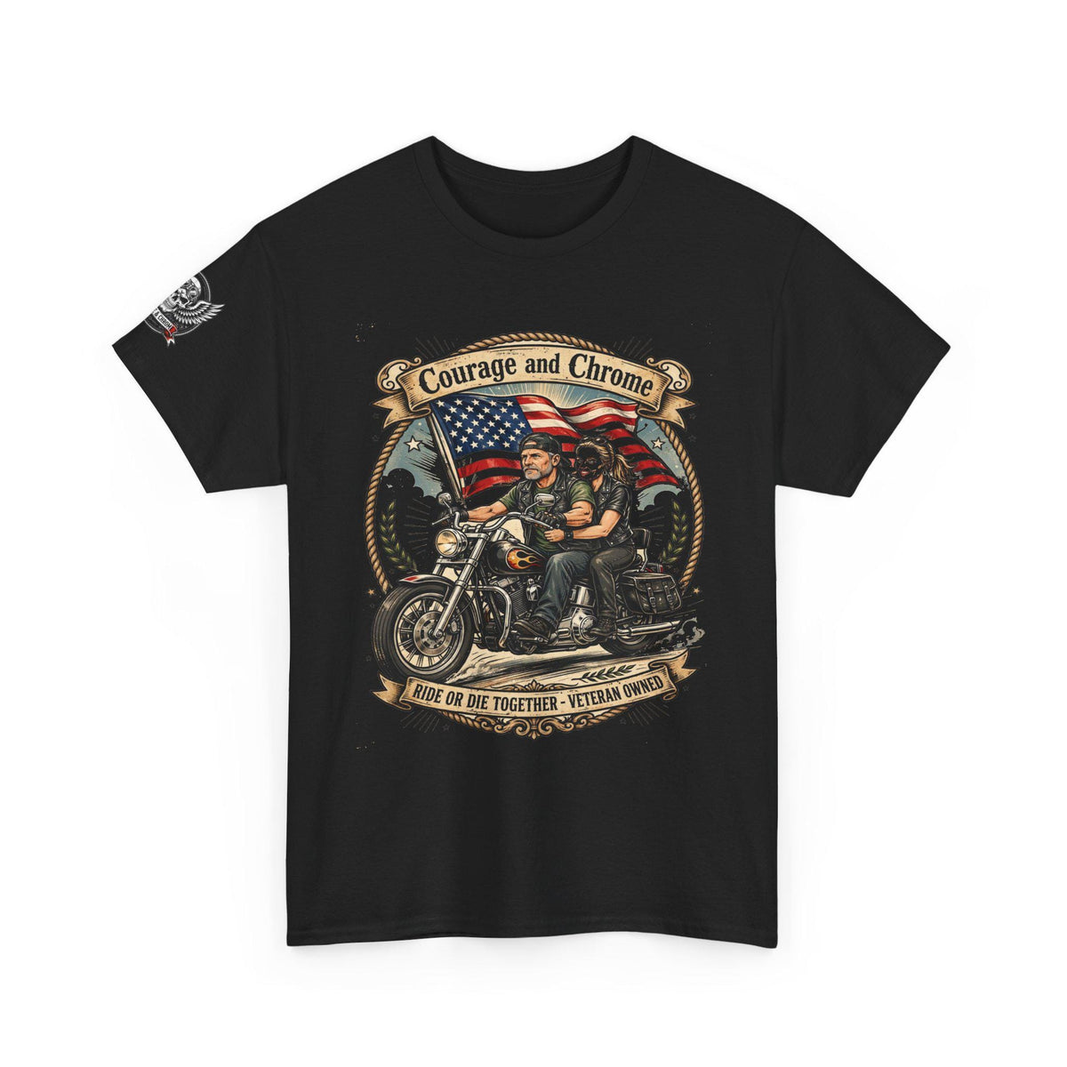 Veteran Biker Couple Shirt | Ride or Die Together Patriotic Motorcycle Tee