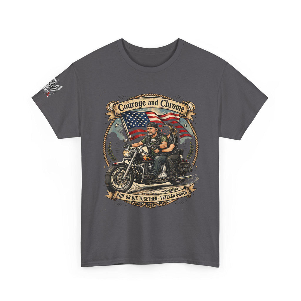 Veteran Biker Couple Shirt | Ride or Die Together Patriotic Motorcycle Tee