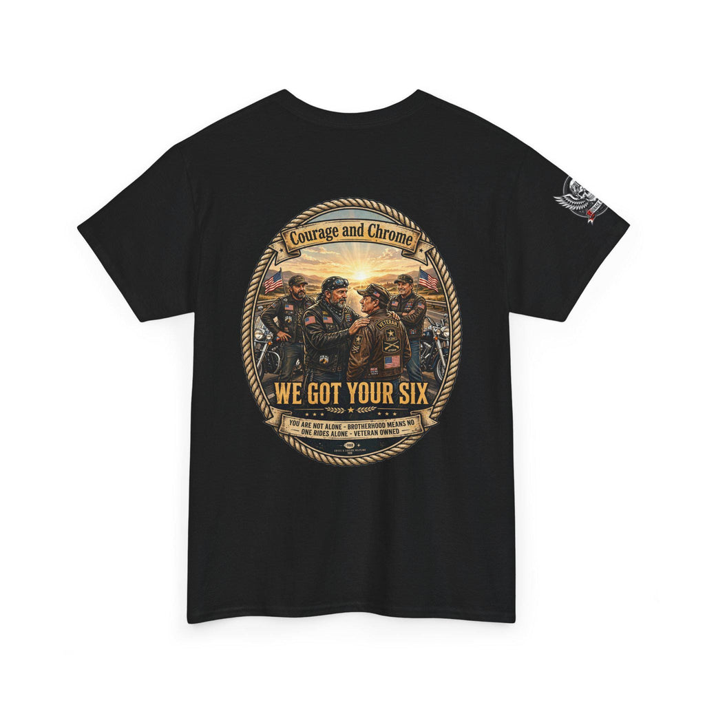 We Got Your Six Veteran Brotherhood Tee | Patriotic Motorcycle Shirt (Black)