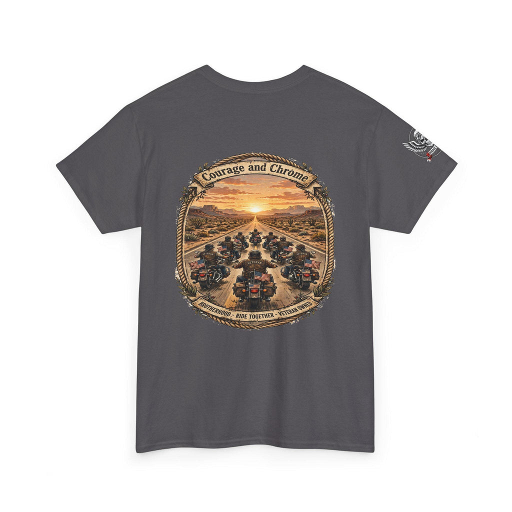 Veteran Biker Brotherhood Shirt | Desert Ride Back Print, Skull Wings Logo