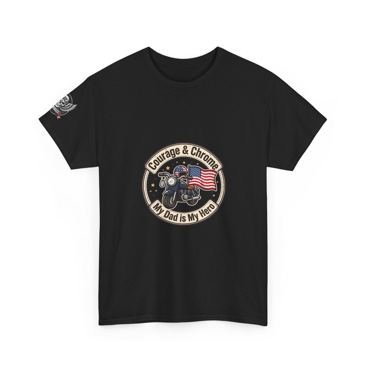 Veteran Dad Biker Tee | Patriot Gift (100% Cotton)