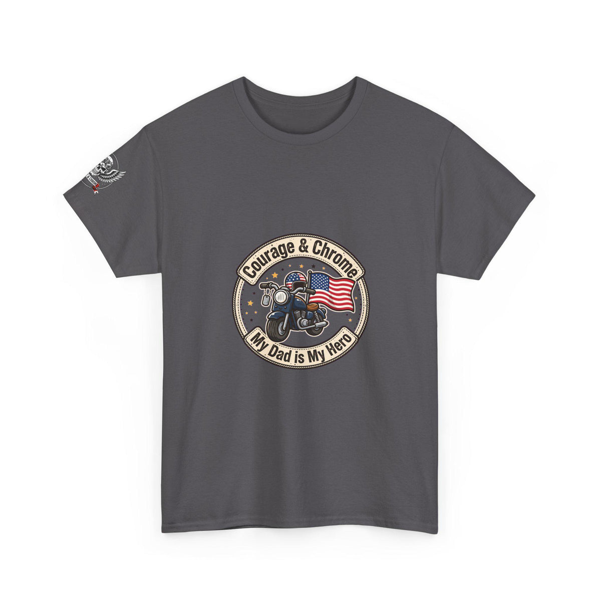 Veteran Dad Biker Tee | Patriot Gift (100% Cotton)