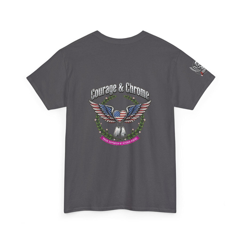 Proud Supporter of Veteran Riders Biker Tee | Patriotic Back Print Shirt (100% Cotton)