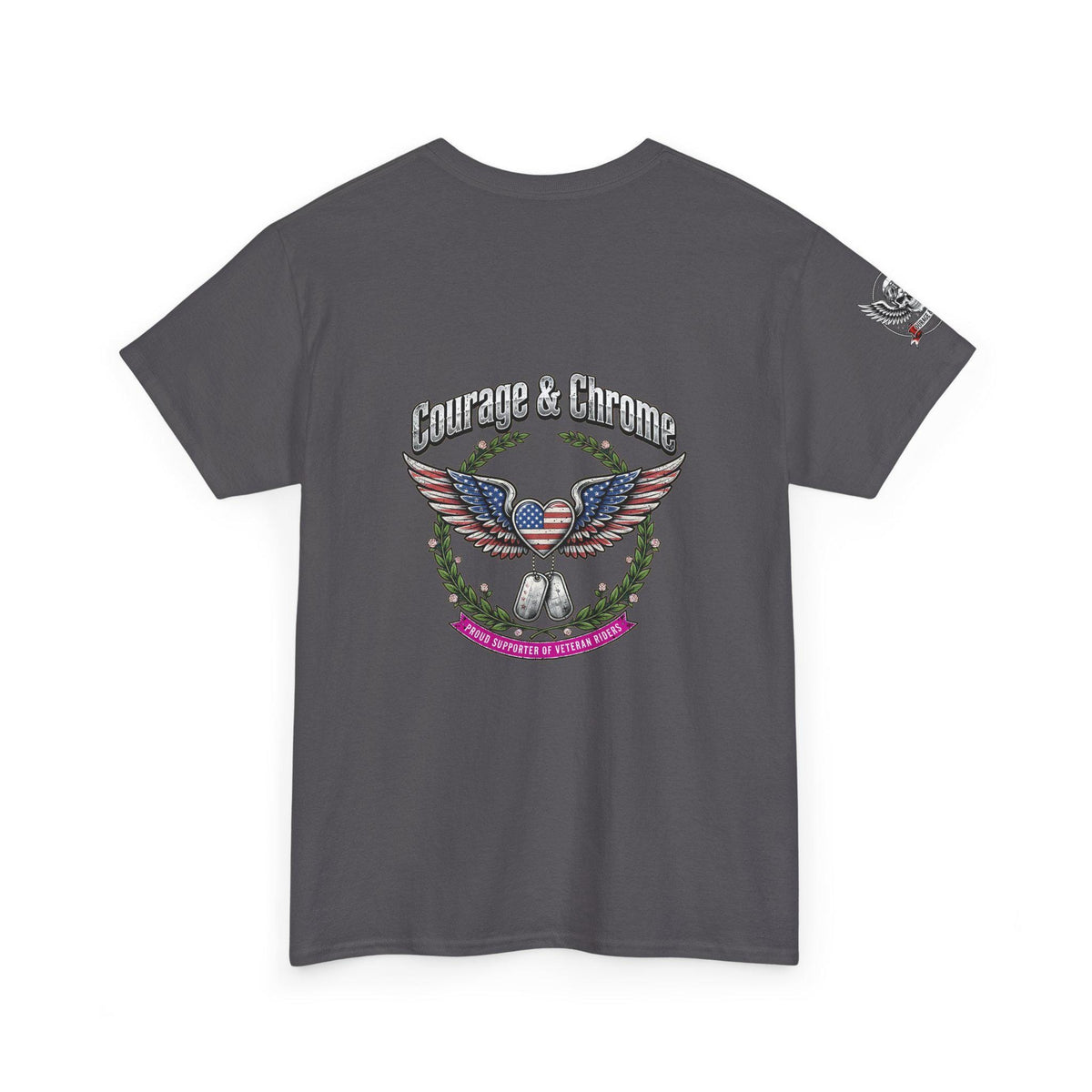Proud Supporter of Veteran Riders Biker Tee | Patriotic Back Print Shirt (100% Cotton)