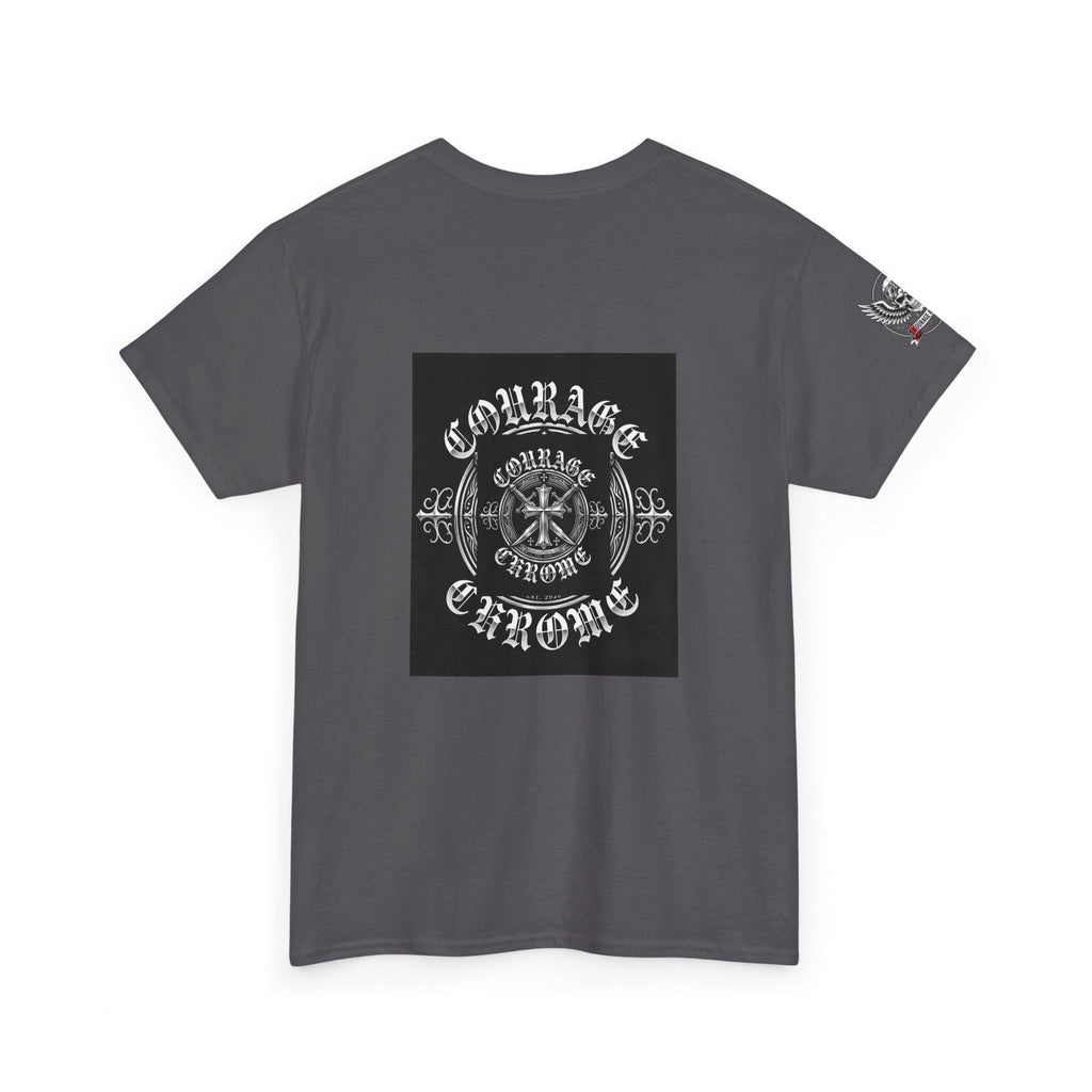 Courage and Chrome Emblem Shirt | Veteran Biker Badge Tee | San Antonio Texas Est 2026 | Patriotic Biker Gift