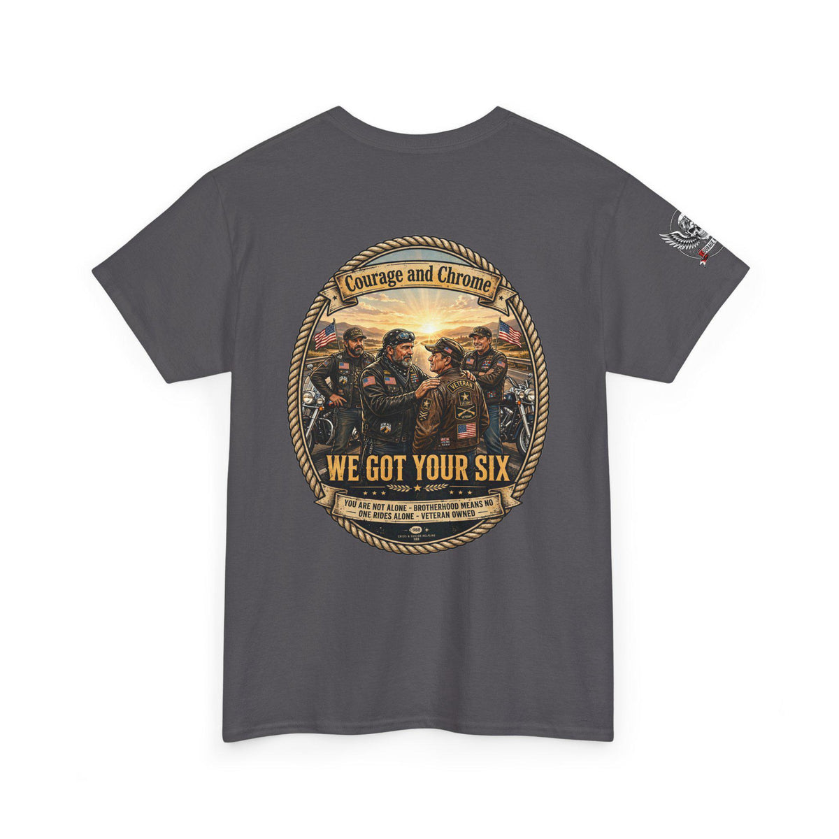 We Got Your Six Veteran Brotherhood Tee | Patriotic Motorcycle Shirt (Black)