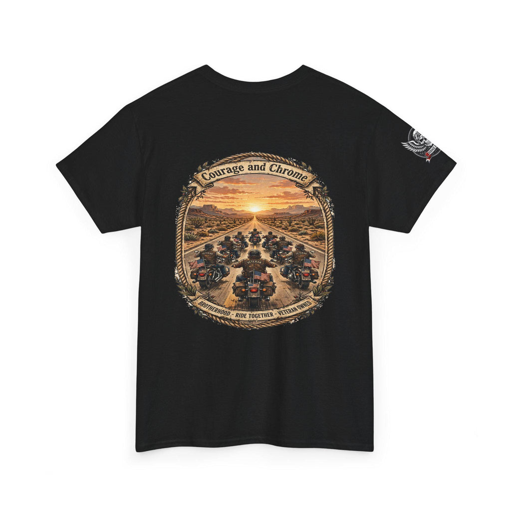 Veteran Biker Brotherhood Shirt | Desert Ride Back Print, Skull Wings Logo