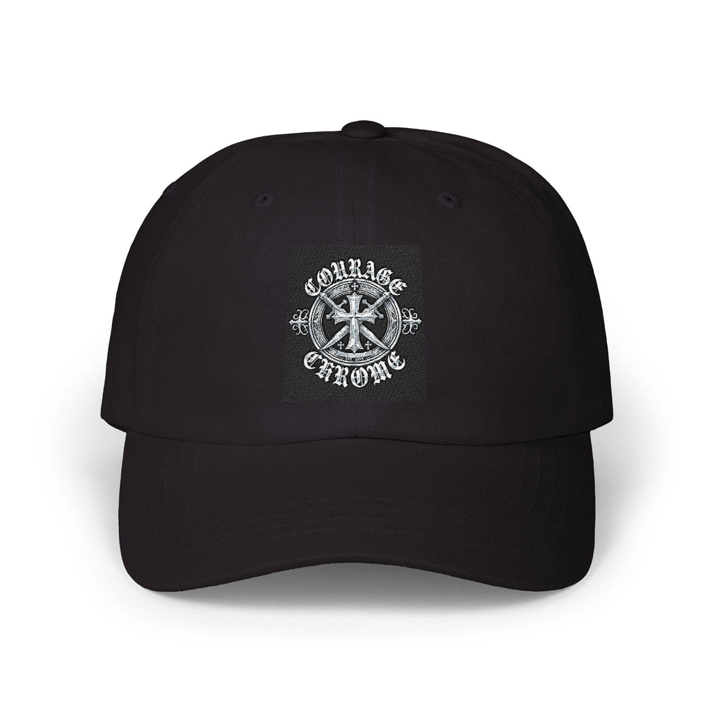 Courage and Chrome Embroidered Cap | Veteran Biker Dad Hat | Black Baseball Cap | Patriotic Biker Gift